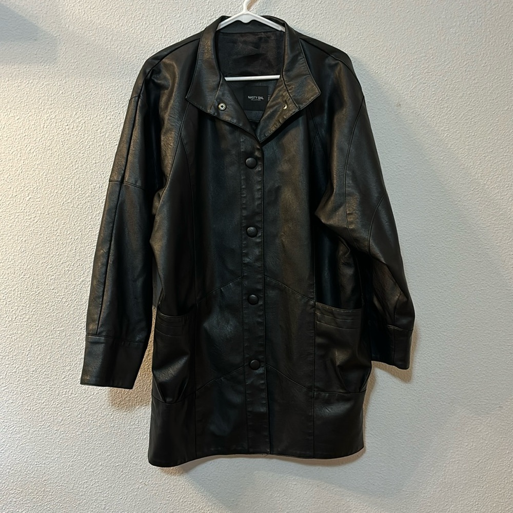 Nasty Gal faux leather button down jacket size 4